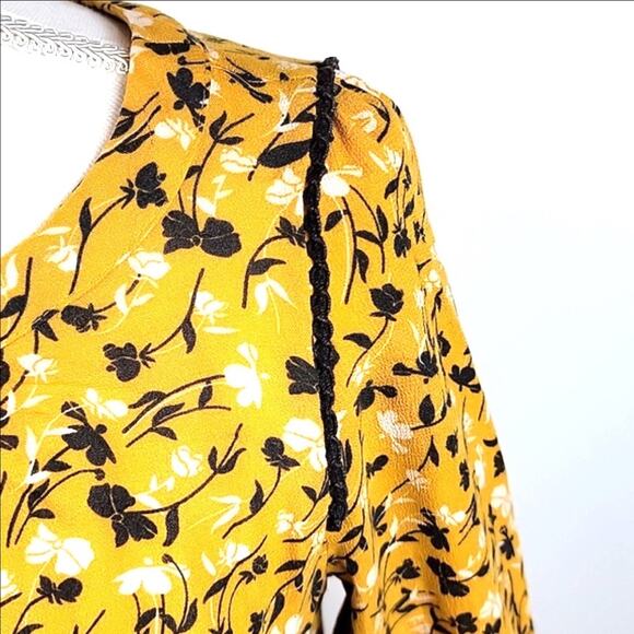 Anthropologie Maeve Cheyenne Mustard Yellow Peplum Top Blouse - size xs - Picture 9 of 11